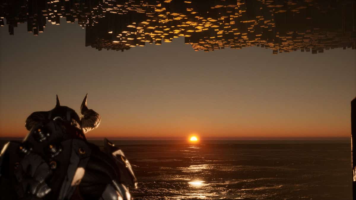 The First Descendant Ajax looking at a sunset