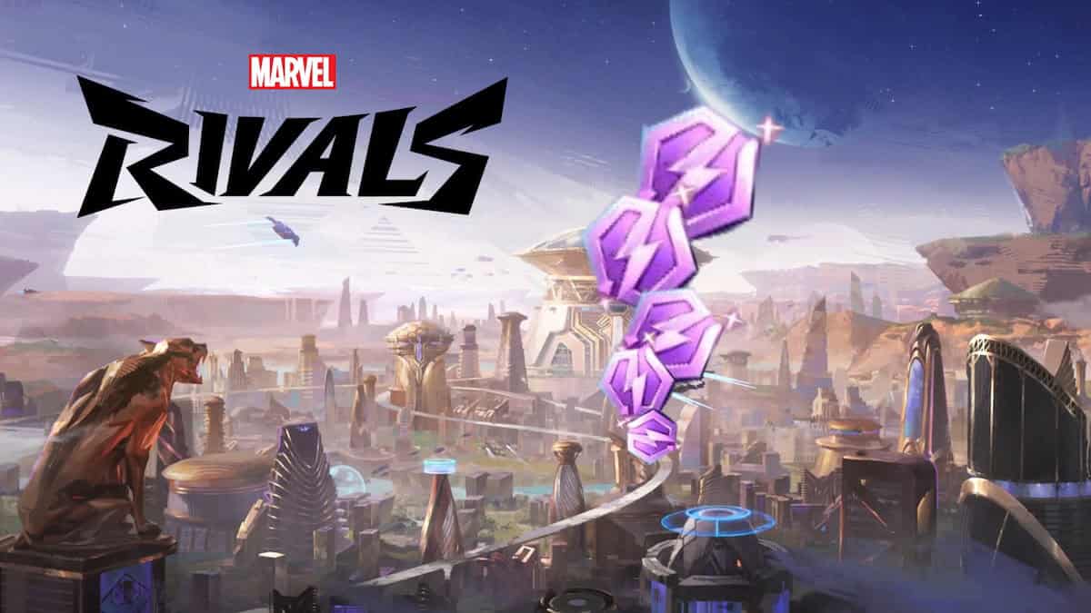 Marvel Rivals a bunch of Chrono Tokens with a city in backdrop