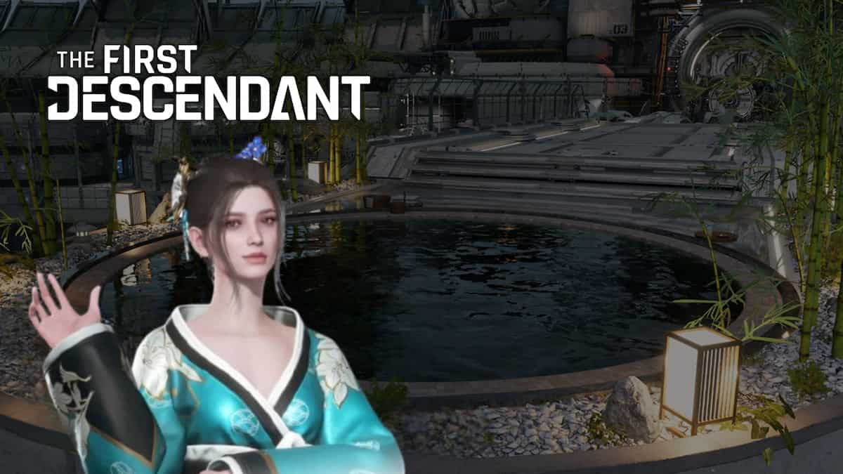 The First Descendant a female Descendant wearing traditional Asian clothes standing in front of a pool of water