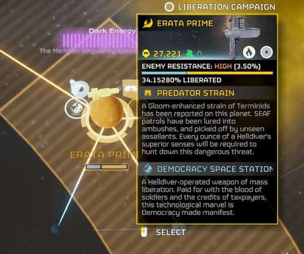 Erata Prime progress and modifiers in Helldivers 2.