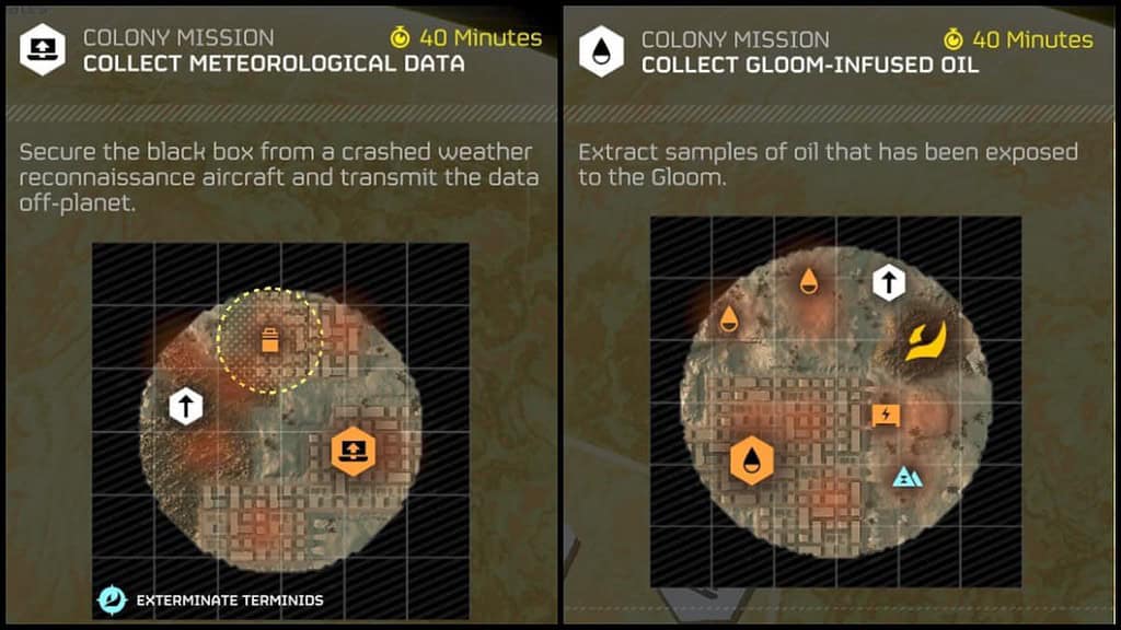 Gloom mission types in Helldivers 2.