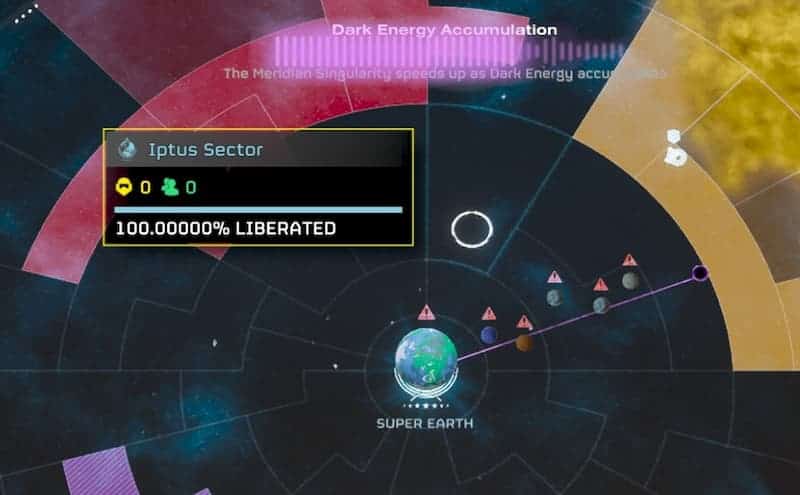 The trajectory of Meridian Singularity in Helldivers 2.