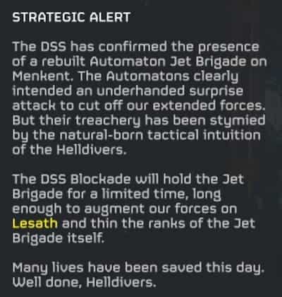 The DSS helped with the Jet Brigade in Helldivers 2.